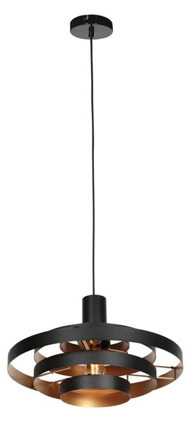 Steinhauer Lampă suspendată Halo Cirque, negru, metal, Ø 50 cm, E27, reglabil, Negru, Camera de zi / sufragerie, Metal, Modern