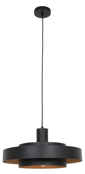 Steinhauer Lampă suspendată Flinter, negru, metal, Ø 50 cm, E27, reglabil, Negru, Camera de zi / sufragerie, Metal, Modern
