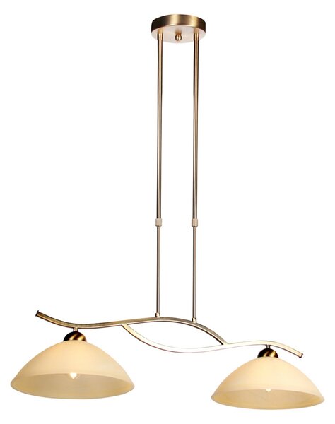 Steinhauer Lampă suspendată Anthea, 2 becuri, bronz, metal, sticlă, E27, reglabil, Bronz / Alamă Veche, Camera de zi / sufragerie, Sticlă