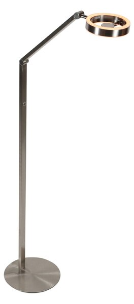 Steinhauer lampadar LED Ringlux, culoare oțel, metal, 2.700 K, dimabil, reglabil, Metalic, Camera de zi / sufragerie, Metal, Modern
