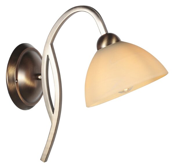 Steinhauer Aplică Anthea, bronz, crem, metal, sticlă, E27, reglabil, Bronz / Alamă Veche, Camera de zi / sufragerie, Sticlă