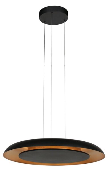 Steinhauer Lampă suspendată LED Golden Veil, negru/auriu, dimabil, metal, reglabil, Negru, Camera de zi / sufragerie, Metal, Modern