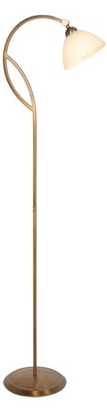 Steinhauer Lampadar Anthea, bronz, crem, metal, sticlă, E27, Bronz / Alamă Veche, Camera de zi / sufragerie, Sticlă