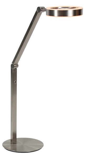 Steinhauer Lampa de masă LED Ringlux, culoare oțel, metal, 2.700 K, dimabil, reglabil, Metalic, Camera de zi / sufragerie, Metal, Modern, Birou de masă