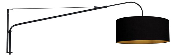 Steinhauer Aplică de perete textilă Elegant Classy negru/auriu, reglabil, Negru, Camera de zi / sufragerie, Metal, Modern