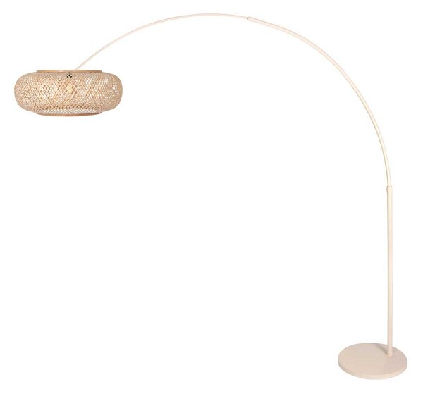 Steinhauer Lampa cu arc Sparkled Light, crem, bambus, E27, Bej, Camera de zi / sufragerie, Metal, Mediterană
