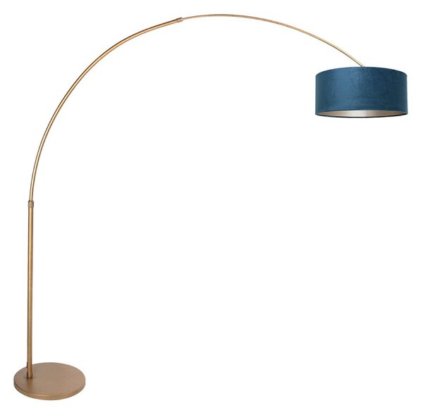 Steinhauer Lampadar de podea cu arc Sparkled Light bronz/albastru, 240 cm, velur, reglabil, Bronz / Alamă Veche, Camera de zi / sufragerie, Metal, Modern