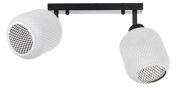 Aplică perete Klausen SUNDRE AP2, 2xE27, Design Modern Alb Negru, Metal Textil, 22x26x11 cm, Ideală pentru Iluminat Ambiental Dormitor și Hol