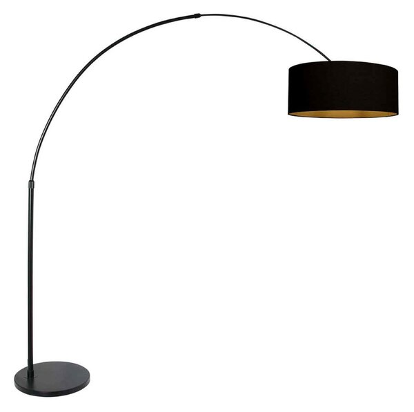 Steinhauer Lampadar de podea cu arc Sparkled Light negru/negru-auriu, 240 cm, reglabil, Negru, Camera de zi / sufragerie, Metal, Modern, Umbră de masă