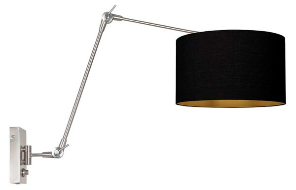 Steinhauer Aplică de perete Prestige Chic oțel/negru-auriu, proiecție 90 cm, reglabil, Metalic, Camera de zi / sufragerie, Metal