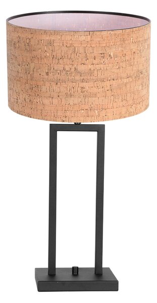 Steinhauer Lampa de masă Stang 4357ZW, plută, negru/maro, înălțime 55 cm, Negru, Camera de zi / sufragerie, Metal, Modern