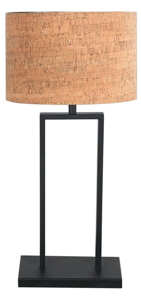 Steinhauer Lampa de masă Stang 4364ZW, negru/maro plută, înălțime 55 cm, Negru, Camera de zi / sufragerie, Metal, Modern