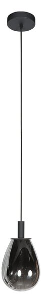 Mexlite Lampă suspendată LED Glimsy, Ø 14 cm, negru/gri fum, sticlă, reglabil, Gri, Camera de zi / sufragerie, Sticlă