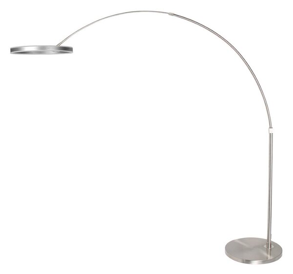 Steinhauer Lampă cu arc LED Ringlux, culoare oțel, metal, CCT, dimabil, reglabil, Metalic, Camera de zi / sufragerie, Metal, Modern