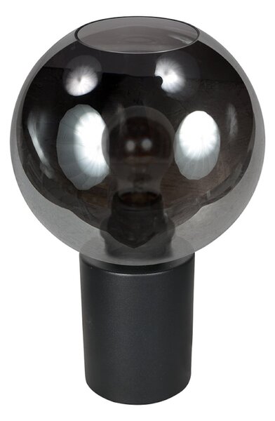 Mexlite Lampa de masă Bloeba, negru/gri fum, Ø 20 cm, glob din sticlă, Gri, Camera de zi / sufragerie, Sticlă