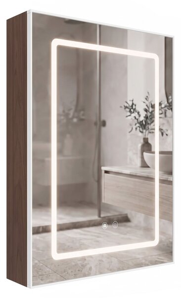 Dulap cu oglindă LED Rea Zenit Brown 70x50cm