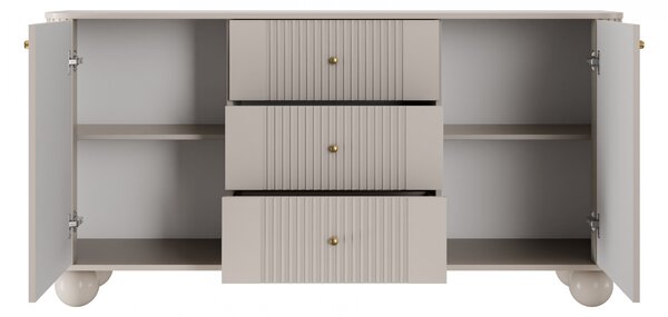 Comoda cu sertare Versper 160 cm - cașmir / aurii mânere
