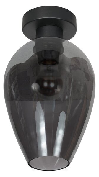 Mexlite Plafonieră Bloeba, negru/gri fum, Ø 22 cm, picătură de sticlă, reglabil, Gri, Camera de zi / sufragerie, Sticlă