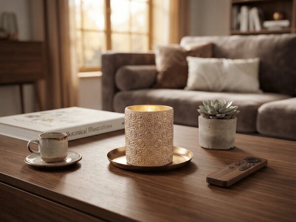 Suport pentru lumanari parfumate ANTIC GOLD 8,5x10 cm, roz