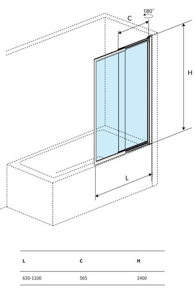 Excellent Liner paravan cadă 110 cm două piese negru mat/sticlă transparentă KAEX.2930.1100.LP