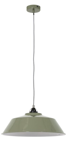 Mexlite Lampă suspendată Nove, verde, interior alb, metal, E27, reglabil, Verde, Bucătărie, Metal