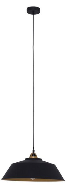 Mexlite Lampă suspendată Nove, negru, interior auriu, metal, E27, reglabil, Negru, Bucătărie, Metal