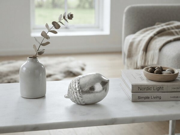 Statueta decorativa SILVER ACORN 13 cm, argintiu
