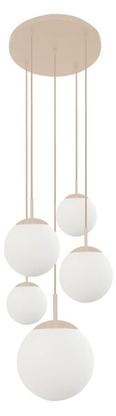 Steinhauer Lampa suspendată Bollique, crem/alb opal, sticlă, cu 5 becuri, reglabil, Bej, Camera de zi / sufragerie, Sticlă