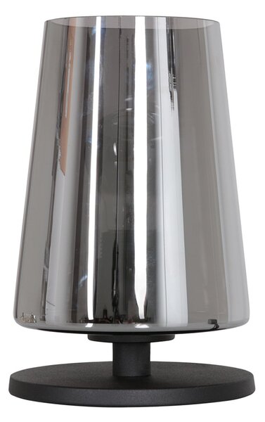 Steinhauer Lampa de masă Ancilla, negru/fum, 26 cm, metal, sticlă, E27, Negru, Camera de zi / sufragerie, Sticlă