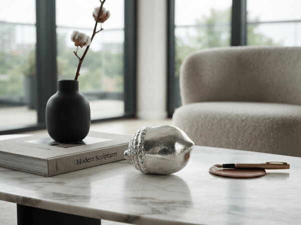 Statueta decorativa SILVER ACORN 10 cm, argintie