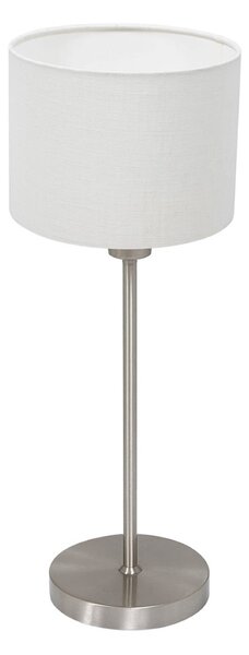 Mexlite Lampa de masă Noor, oțel/pânză albă, înălțime 50 cm, E27, Metalic, Camera de zi / sufragerie, Metal