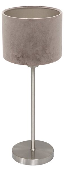 Mexlite Lampa de masă Noor, oțel/velur argintiu, înălțime 50 cm, E27, Metalic, Camera de zi / sufragerie, Metal