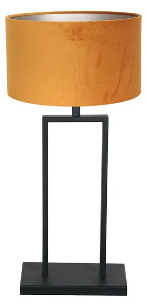Steinhauer Lampa de masă Stang 3858ZW, negru/velur auriu, înălțime 55 cm, Negru, Camera de zi / sufragerie, Țesătură / Textil