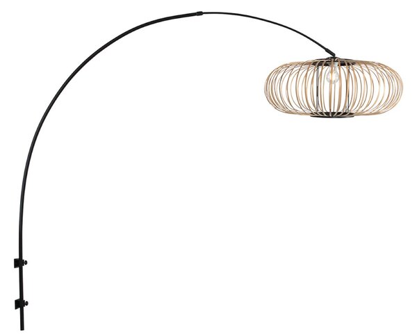 Steinhauer Aplică de perete Sparkled Light 4408ZW negru/bambus natural, E27, Negru, Camera de zi / sufragerie, Metal