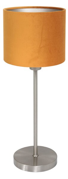 Mexlite Lampa de masă Noor, oțel/velur auriu, înălțime 50 cm, E27, Metalic, Camera de zi / sufragerie, Metal