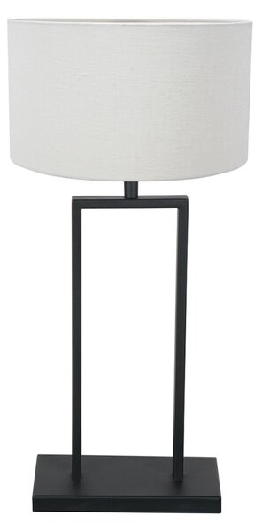 Steinhauer Lampa de masă Stang 3860ZW, negru/pânză albă, înălțime 55 cm, Negru, Camera de zi / sufragerie, Țesătură / Textil