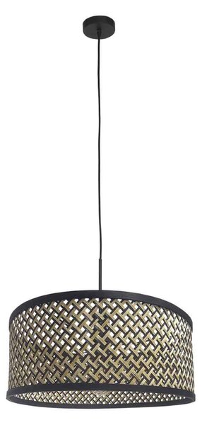 Steinhauer Lampă suspendată Sparkled Light, abajur împletit negru/lemn, reglabil, Negru, Camera de zi / sufragerie, Bamboo