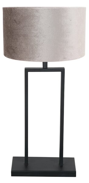 Steinhauer Lampa de masă Stang 3858ZW, negru/velur argintiu, înălțime 55 cm, Negru, Camera de zi / sufragerie, Țesătură / Textil