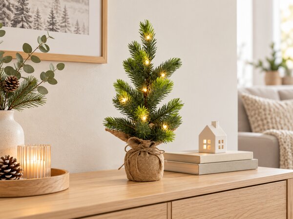 Brad de Craciun artificial LITTLE SPRUCE cu iluminat LED, 37 cm