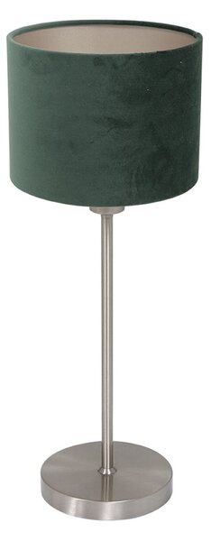 Mexlite Lampa de masă Noor, oțel/velur verde, înălțime 50 cm, E27, Metalic, Camera de zi / sufragerie, Metal
