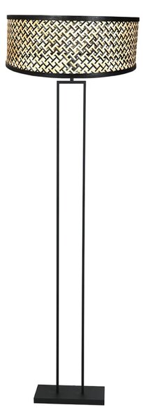 Steinhauer Lampadar Stang, negru/abajur împletit negru/lemn, Negru, Camera de zi / sufragerie, Metal, Modern