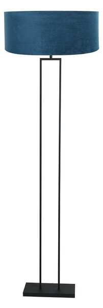 Steinhauer Lampadar Stang, negru/velur albastru, înălțime 160 cm, E27, Negru, Camera de zi / sufragerie, Metal, Modern
