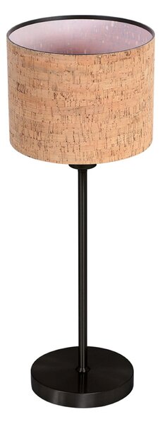 Mexlite Lampa de masă Noor negru/plută maro, înălțime 50 cm, soclu E27, Negru, Camera de zi / sufragerie, Metal