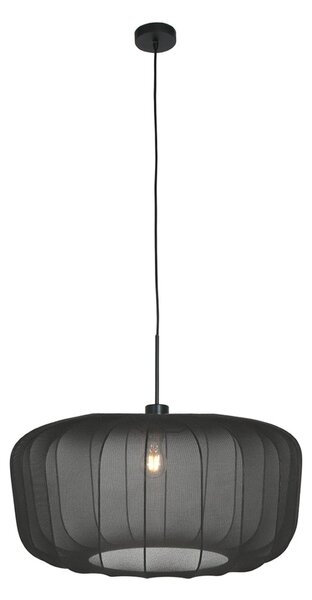 Steinhauer Lampă suspendată Sparkled Light, nylon negru, Ø 60 cm, E27, reglabil, Negru, Camera de zi / sufragerie, Țesătură / Textil, Modern