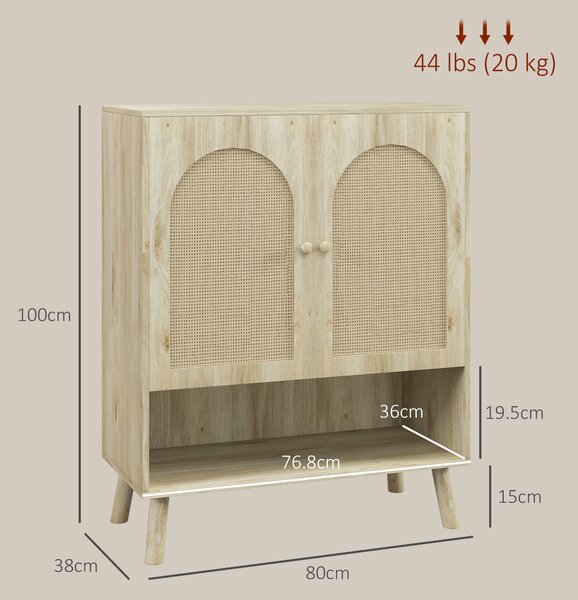 HOMCOM Dulap de depozitare Boho cu uși decorative din ratan | Aosom Romania