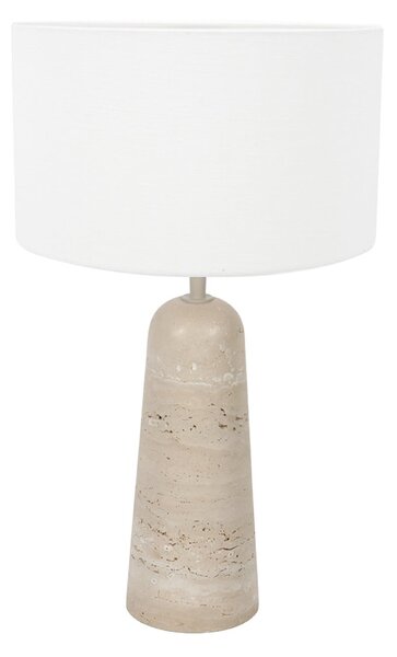 Anne Light Lampa de masă Travino, înălțime 49 cm, travertin, pânză, E27, Bej, Camera de zi / sufragerie, Marmură