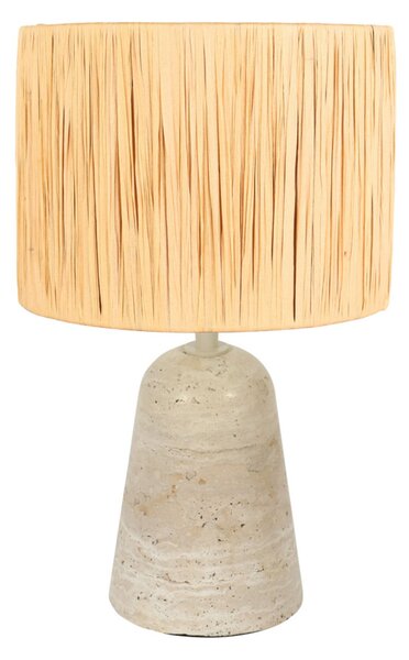 Anne Light Lampa de masă Travino, înălțime 34 cm, travertin, iarbă mare, E27, Bej, Camera de zi / sufragerie, Marmură