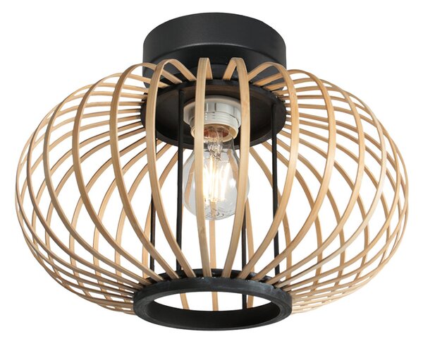 Anne Light Plafonieră Bloeba, negru, tije din bambus, Ø 31 cm, reglabil, Negru, Camera de zi / sufragerie, Metal