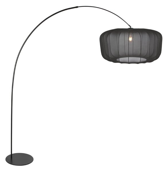 Anne Light Lampa curbată Curve, negru, abajur din nailon Ø 60 cm, Negru, Camera de zi / sufragerie, Metal, Modern