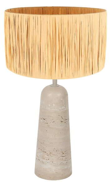 Anne Light Lampa de masă Travino, înălțime 49 cm, travertin, iarbă mare, E27, Bej, Camera de zi / sufragerie, Marmură